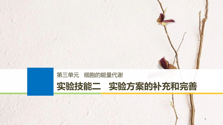 2019版生物高考大一轮复习 第三单元 细胞的能量代谢 实验技能二 实验方案的补充和完善课件 北师大版_第1页