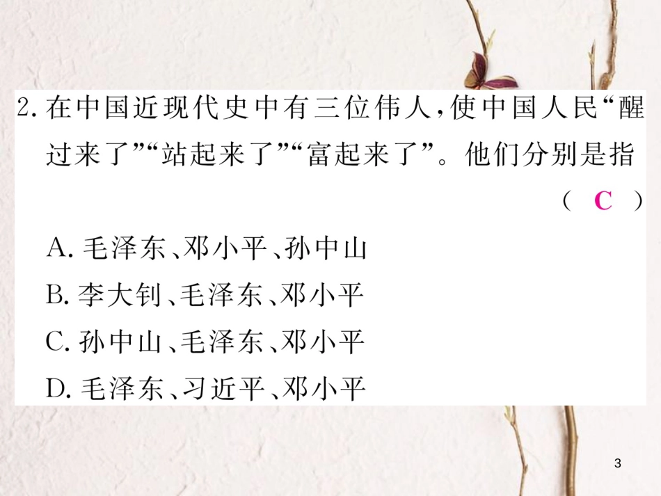 八年级历史下册 第五单元 实现中华民族伟大复兴检测卷习题课件 岳麓版_第3页