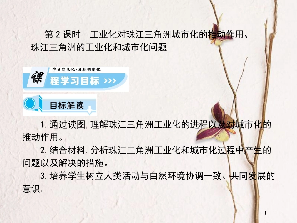 高中地理 第二章 区域可持续发展 第六节 区域工业化与城市化进程—以珠江三角洲为例（课时2）课件 湘教版必修3_第1页