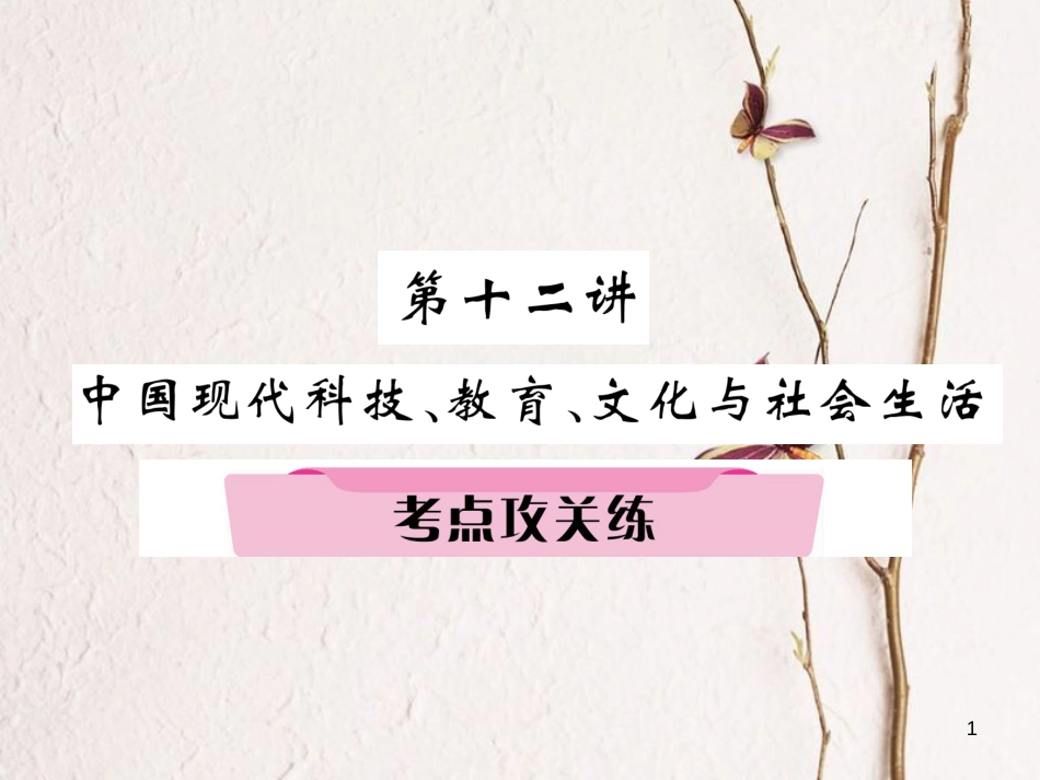 （河北专版）中考历史总复习 第12讲 中国现代科技、教育、文化与社会生活考点攻关练课件_第1页