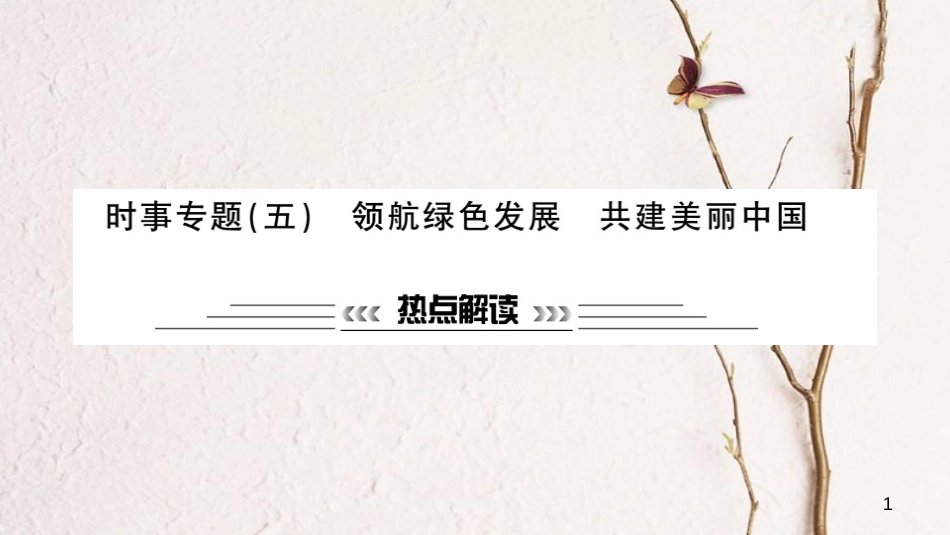 安徽省中考政治 第二篇 热点专题透视 时事专题五 领航绿色发展 共建美丽中国复习课件_第1页