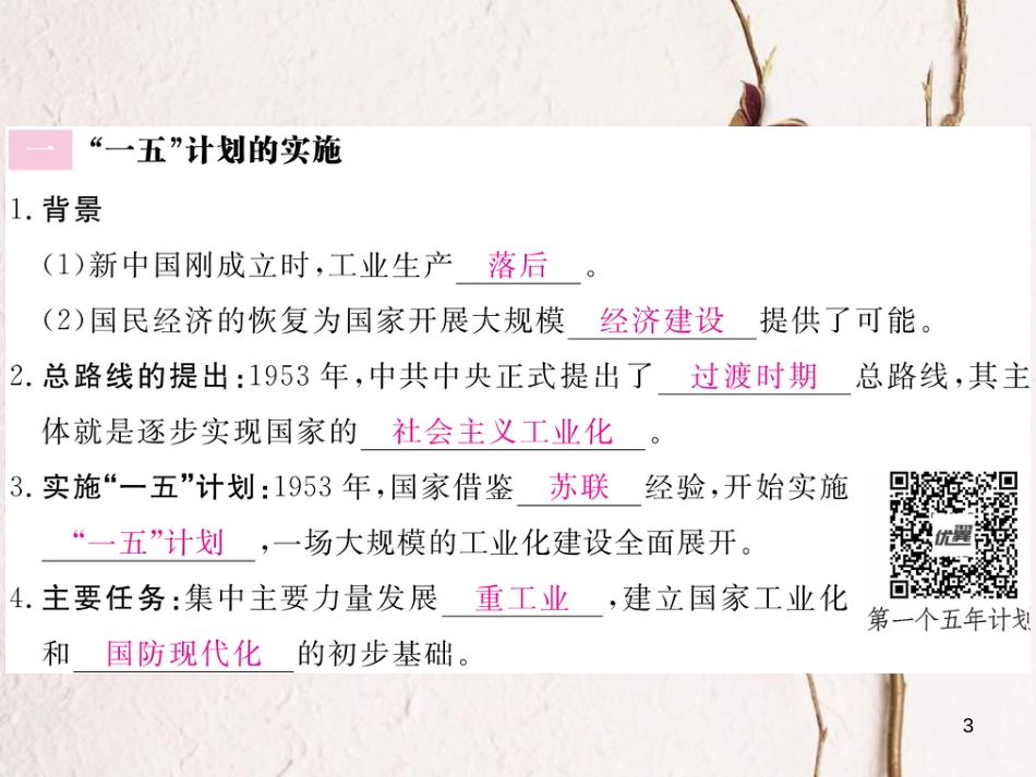 八年级历史下册 第二单元 向社会主义社会过渡 第4课 社会主义工业化的起步习题课件 岳麓版_第3页