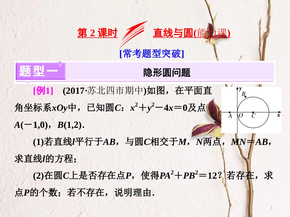 （江苏专版）高考数学二轮复习 专题三 解析几何 第2课时 直线与圆（能力课）课件_第1页