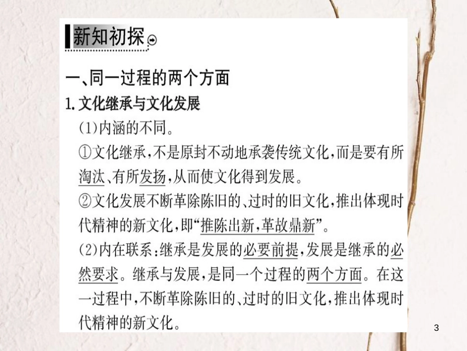 高中政治 第二单元 文化传承与创新 第四课 文化的继承性与文化发展 第二框 文化在继承中发展课件 新人教版必修3_第3页