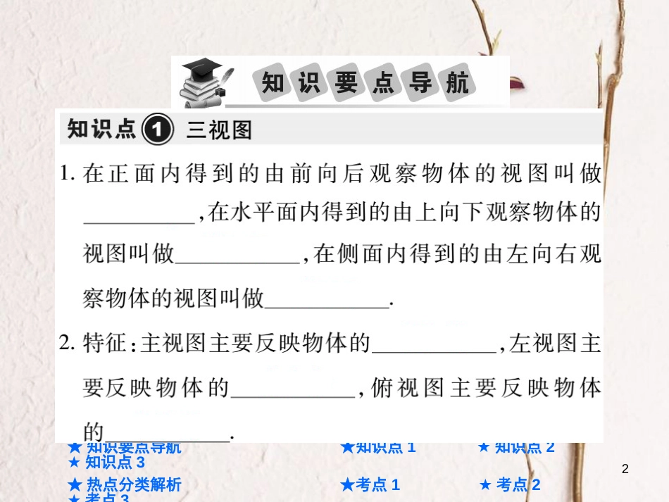 中考数学总复习 第一部分 基础知识复习 第7章 图形的变化 第3讲 视图与投影课件_第2页