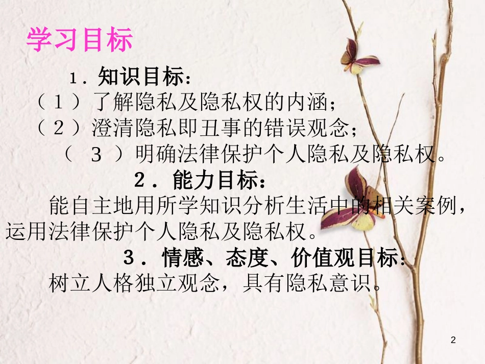 八年级政治下册 第二单元我们的人身权利 第四课 维护我们的人格尊严 隐私和隐私权课件 新人教版_第2页