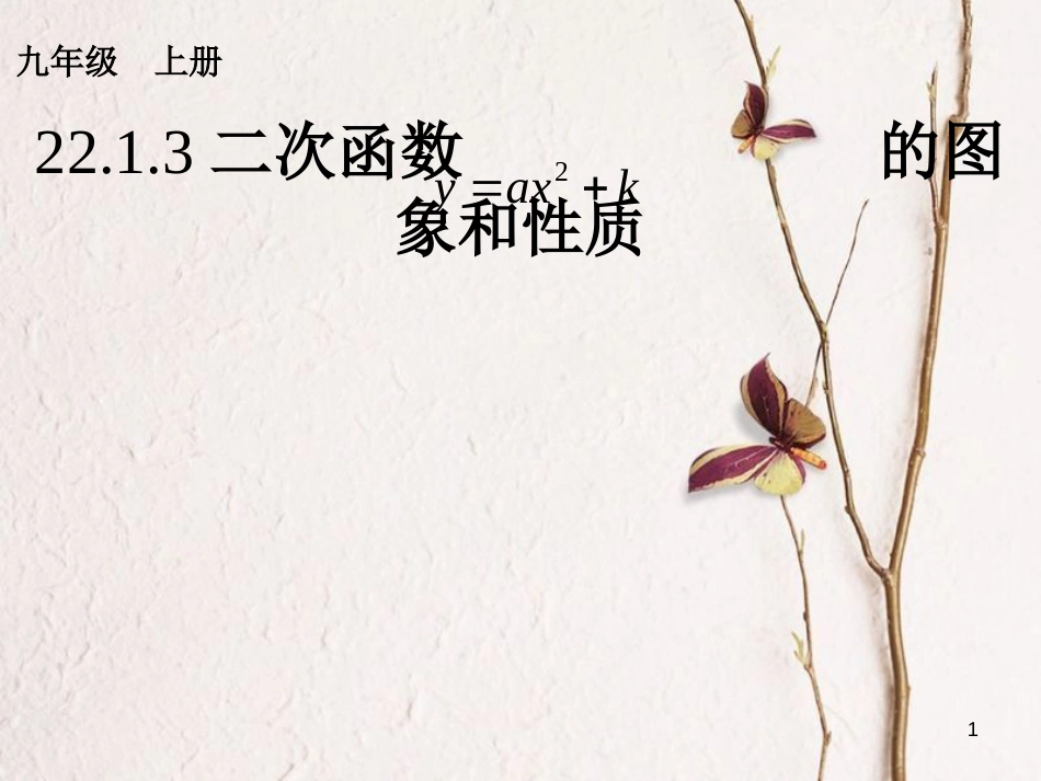 内蒙古鄂尔多斯市康巴什新区九年级数学上册 第22章 二次函数 22.1 二次函数的图象和性质（第3课时）课件 （新版）新人教版_第1页