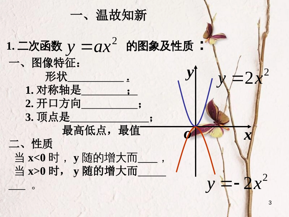 内蒙古鄂尔多斯市康巴什新区九年级数学上册 第22章 二次函数 22.1 二次函数的图象和性质（第3课时）课件 （新版）新人教版_第3页