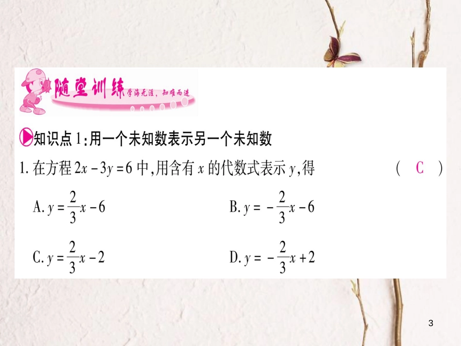 七年级数学下册 第8章 二元一次方程组 8.2 消元—解二元一次方程组习题课件 （新版）新人教版_第3页