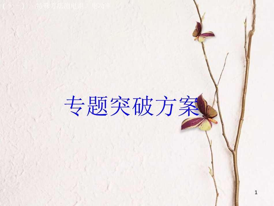 安徽省中考物理 专题突破（十一）特殊方法测电阻、电功率复习课件_第1页