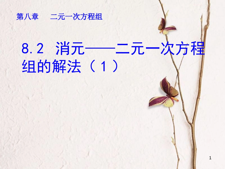 山东省诸城市桃林镇七年级数学下册 第8章 二元一次方程组 8.2 消元─解二元一次方程组（1）课件 （新版）新人教版_第1页