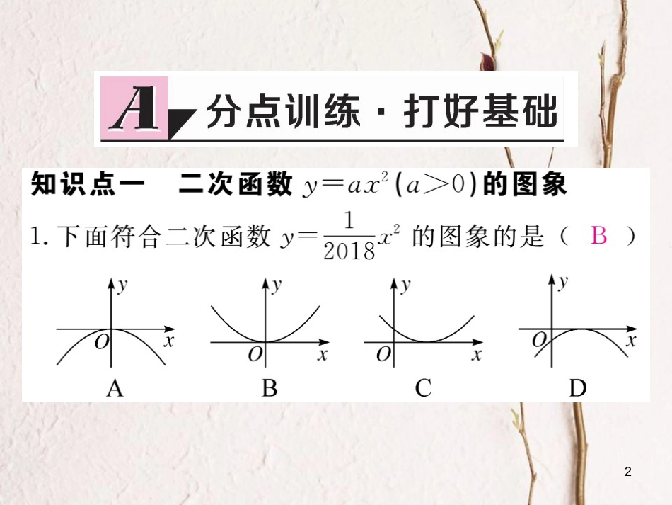 九年级数学下册 1.2 二次函数的图像与性质 第1课时 二次函数y=ax2（a＞0）的图象与性质作业课件 （新版）湘教版_第2页