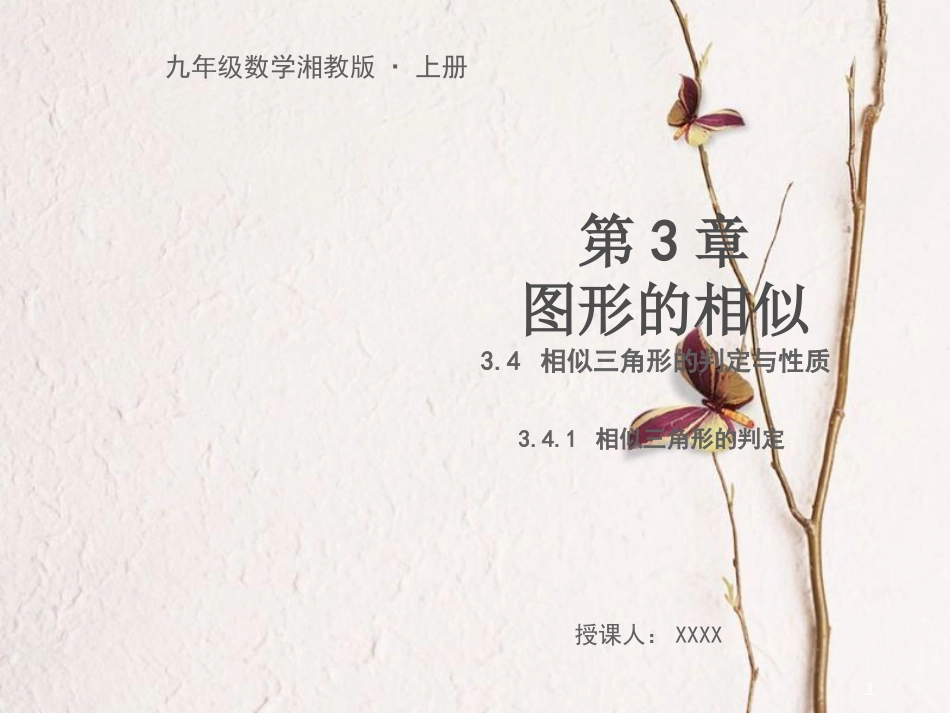 九年级数学上册 第3章 图形的相似 3.4.1 相似三角形的判定教学课件 （新版）湘教版_第1页