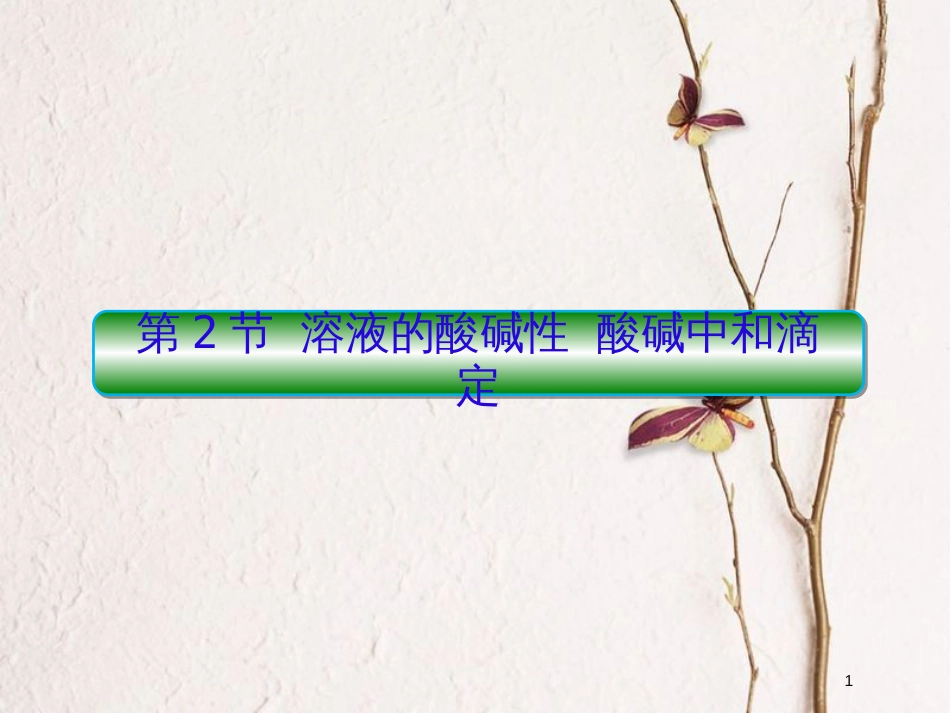 2019届高考化学一轮复习 第八章 水溶液中的离子平衡 第2节 溶液的酸碱性 酸碱中和滴定课件_第1页