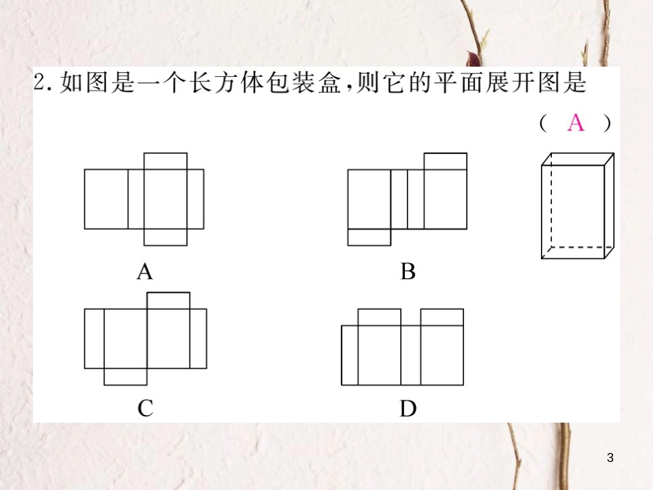 七年级数学上册 1.2 展开与折叠 第2课时 棱柱、圆柱、圆锥的展开与折叠习题课件 （新版）北师大版_第3页