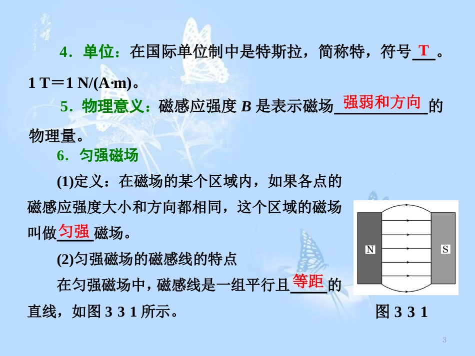 高中物理 第三章 磁场 第3节 磁感应强度 磁通量课件 教科版选修3-1_第3页