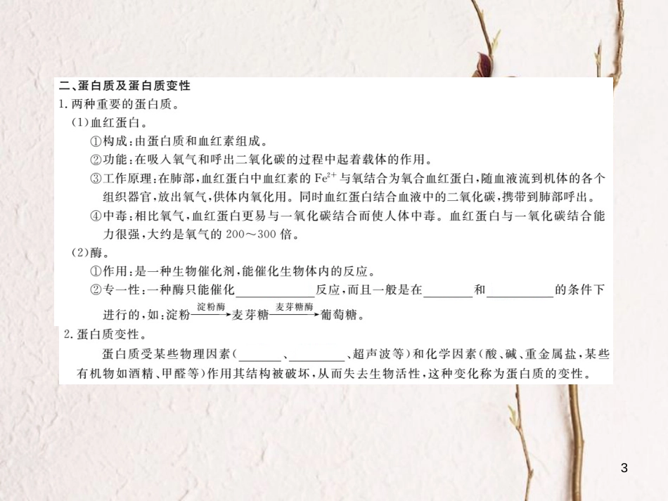（通用）九年级化学下册 第12单元 化学与生活 课题1 人类重要的营养物质（小册子）课件 （新版）新人教版_第3页