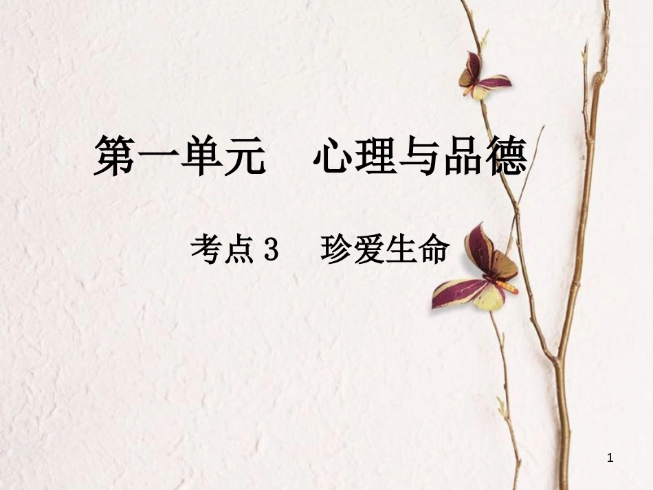 中考政治总复习 第一单元 心理与品德 考点3 珍爱生命课件_第1页