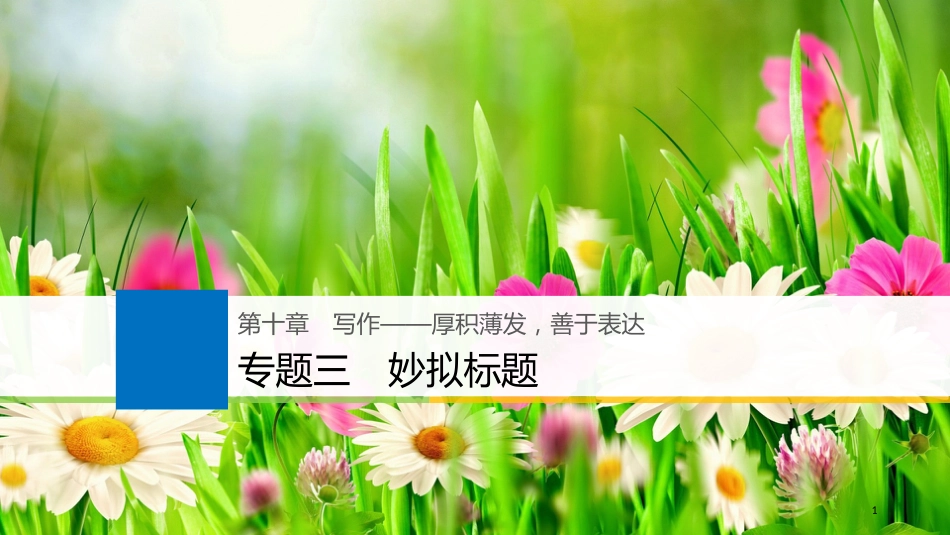 2019届高考语文一轮复习 第十章 写作-厚积薄发，善于表达 专题三 妙拟标题课件_第1页