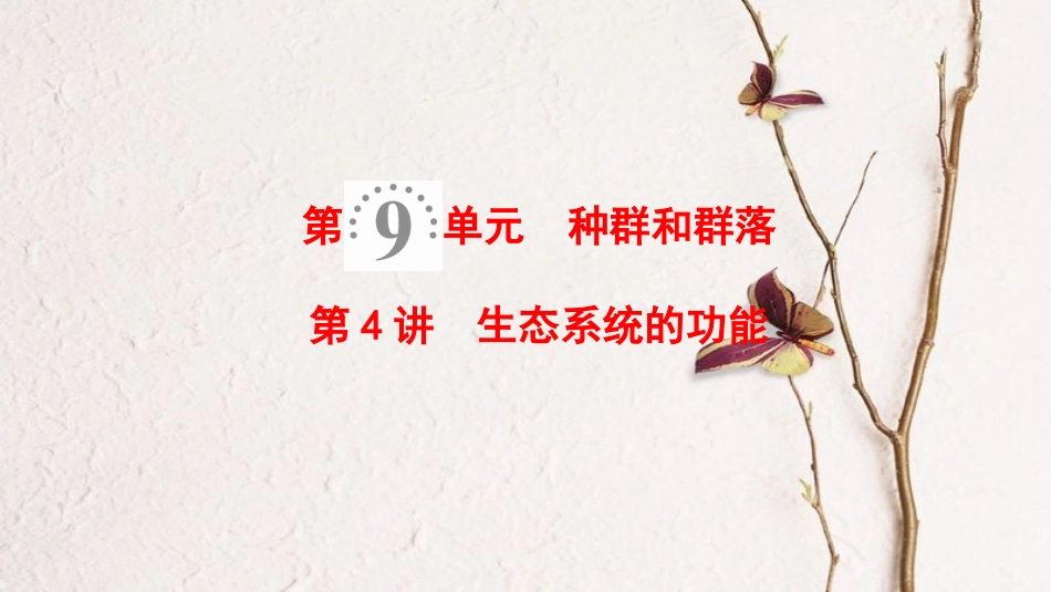 2019版高考生物一轮复习 第9单元 种群和群落 第4讲 生态系统的功能课件 苏教版_第1页