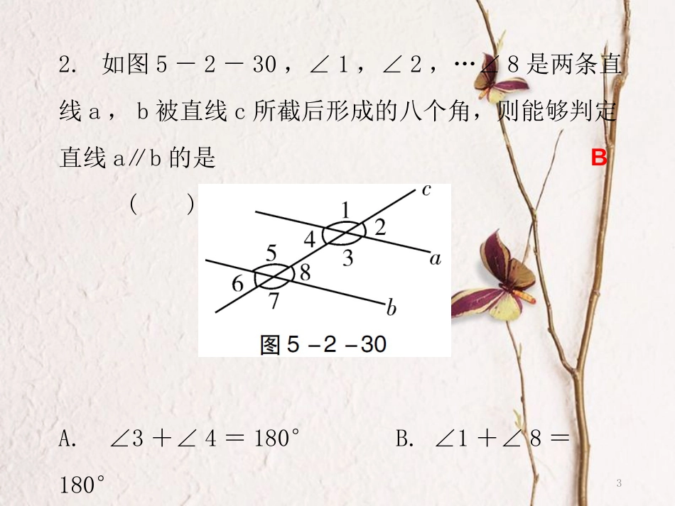 七年级数学下册 第五章 相交线与平行线 5.2 平行线及其判定 5.2.2 平行线的判定 第2课时 平行线的判定（一）课件 （新版）新人教版_第3页