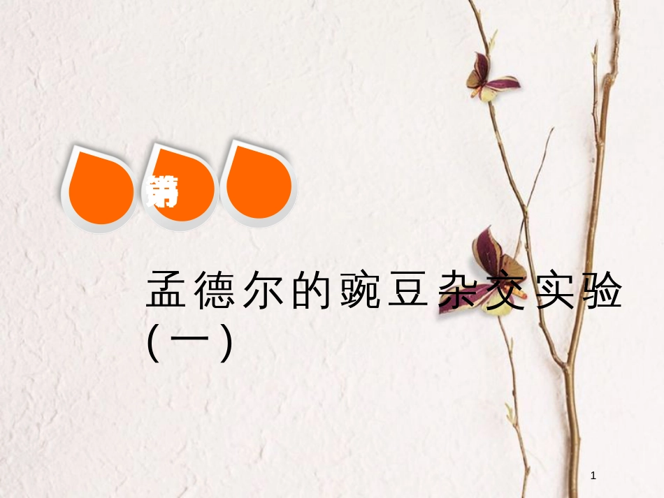 2019版高考生物一轮复习 第五单元 遗传的基本规律与伴性遗传 第一讲 孟德尔的豌豆杂交实验(一)精选课件_第1页