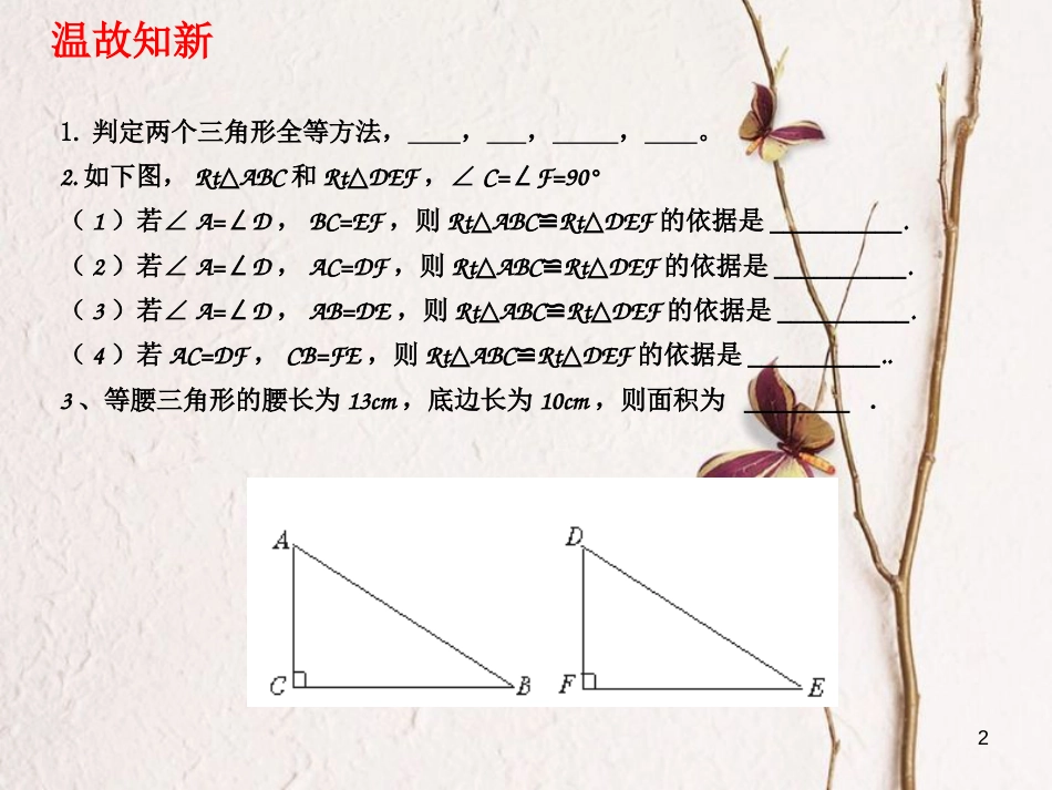 广东省河源市江东新区八年级数学下册 第一章 三角形的证明 1.2.2 直角三角形课件 （新版）北师大版_第2页