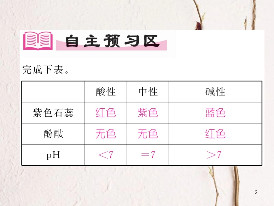 九年级化学下册 第10单元 酸和碱 实践活动7 溶液酸碱性的检验作业课件 （新版）新人教版_第2页