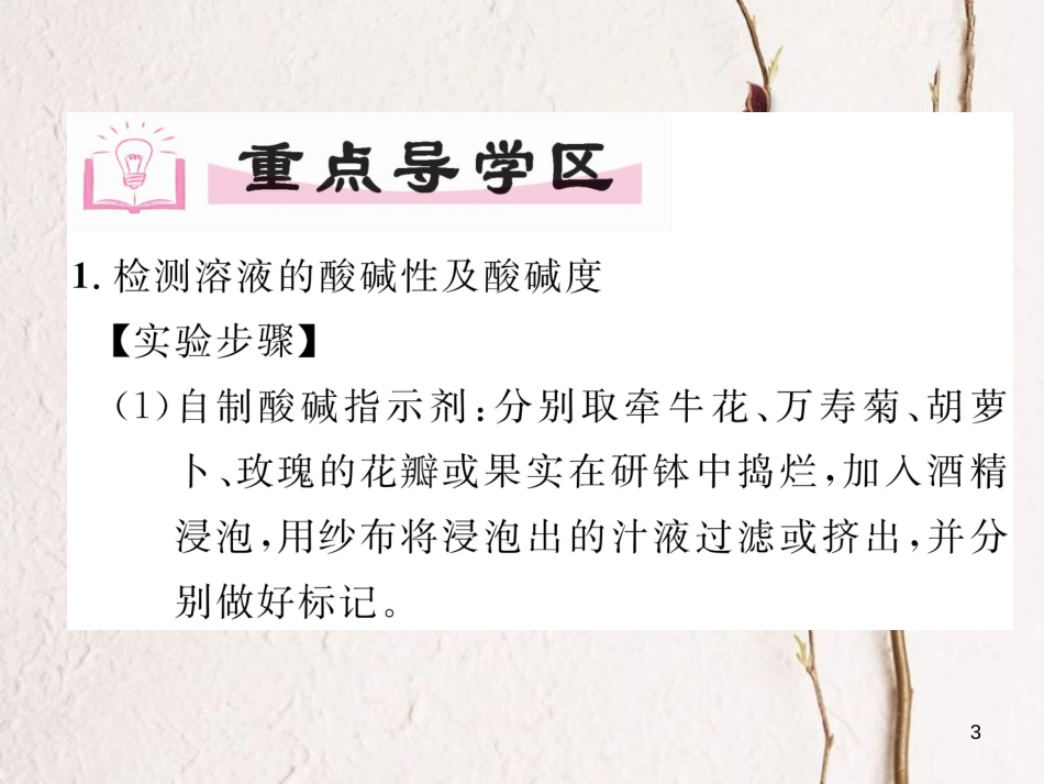 九年级化学下册 第10单元 酸和碱 实践活动7 溶液酸碱性的检验作业课件 （新版）新人教版_第3页