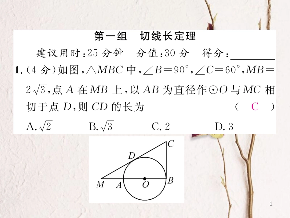 九年级数学下册 双休作业(7)作业课件 (新版)北师大版_第1页