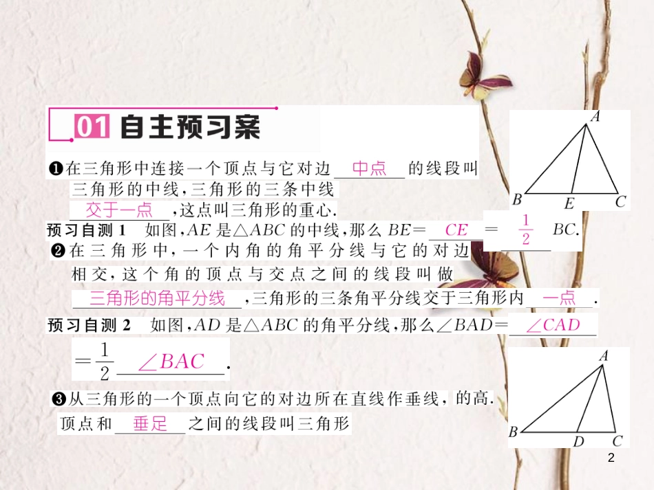 七年级数学下册 4.1 认识三角形 第3课时 三角形的三条重要线段课件 （新版）北师大版_第2页