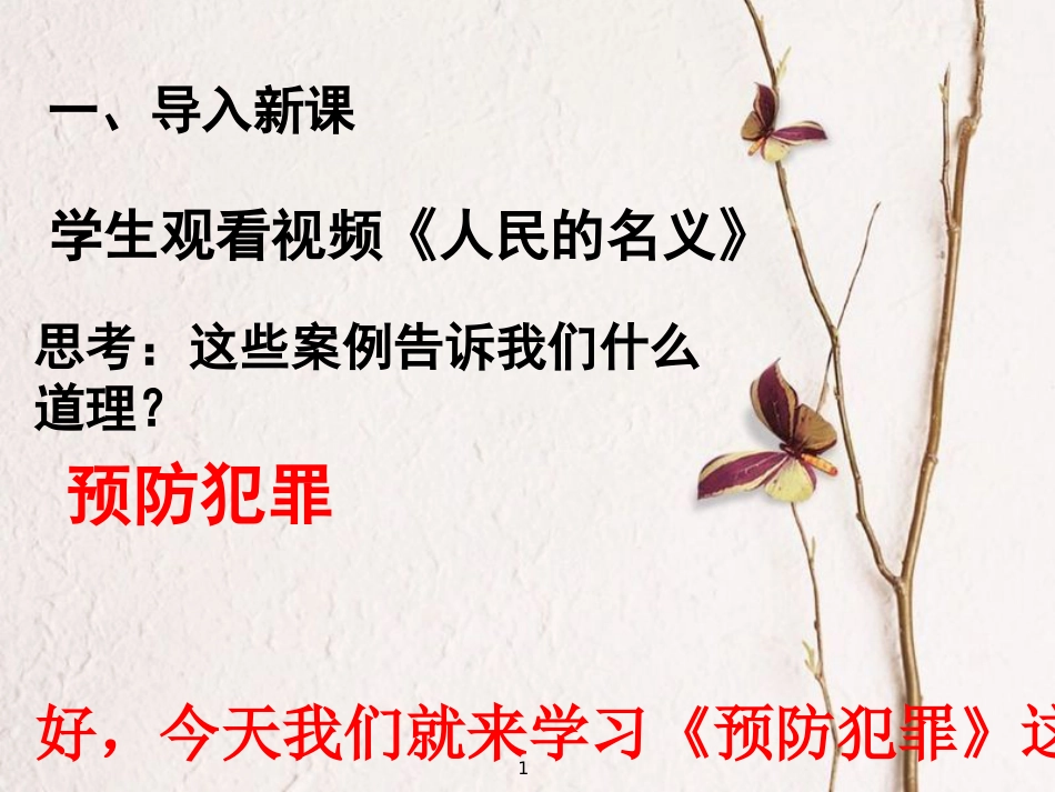 广东省河源市八年级道德与法治上册 第二单元 遵守社会规则 第五课 做守法的公民 第2框 预防犯罪（培优班）课件 新人教版_第1页