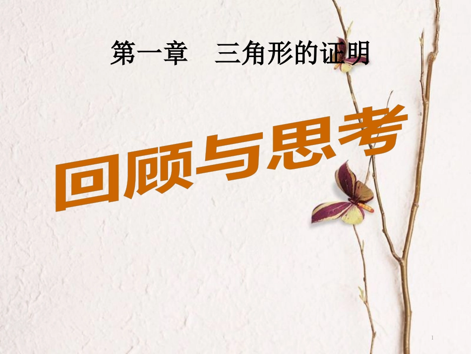 八年级数学下册 第一章 三角形的证明回顾与思考课件 （新版）北师大版_第1页