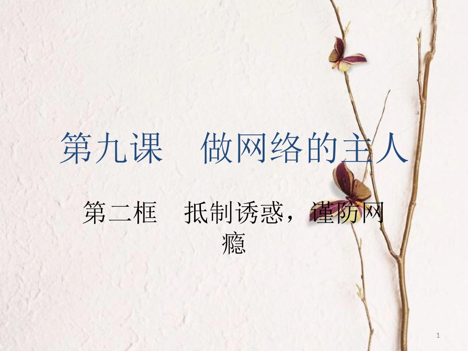 八年级道德与法治上册 第三单元 网络世界 第九课 做网络的主人 第二框抵制诱惑，谨网瘾防课件 教科版_第1页