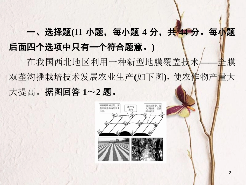 （全国通用）高考地理二轮复习 第一篇 专题与热点 专题二 人文地理事象及其发展 第3讲 农业生产习题课件_第2页