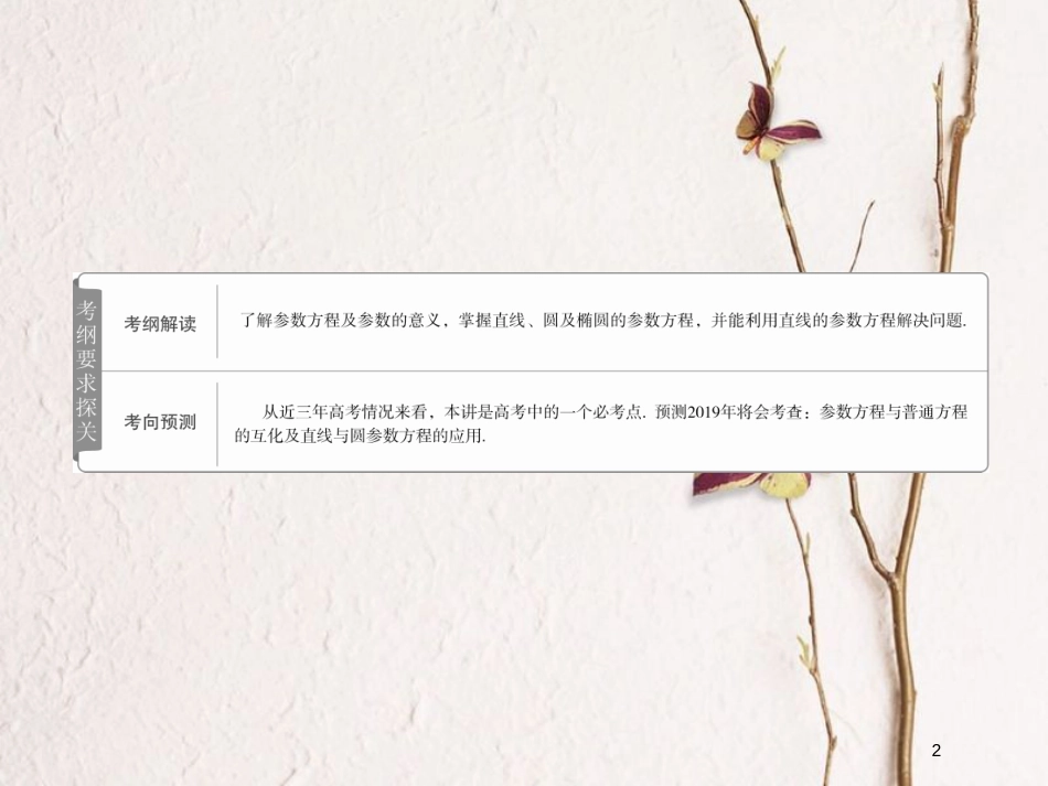 2019版高考数学一轮复习 第12章 选4系列 12.2 参数方程课件 文_第2页
