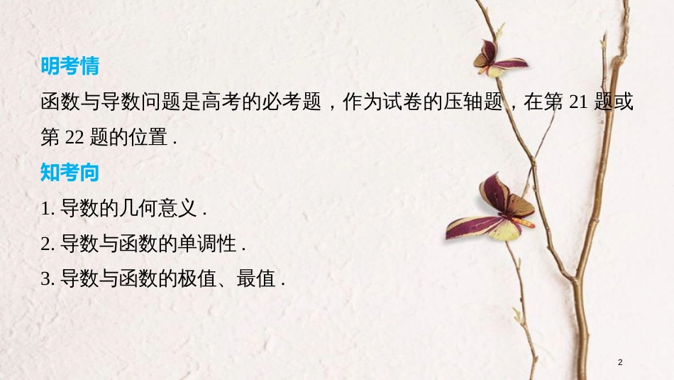 （全国通用）高考数学二轮复习 第三篇 攻坚克难 压轴大题多得分 第31练 函数与导数课件 文_第2页