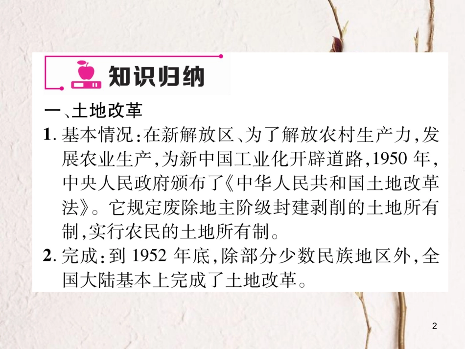 八年级历史下册 期末专题训练 专题1 建国以来农村土地政策的调整课件 新人教版_第2页