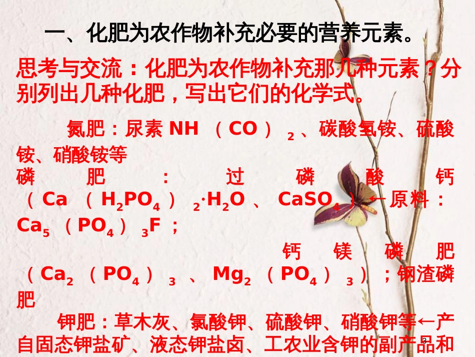高中化学 第四单元 化学与技术的发展 4.1 化肥和农药课件3 新人教版选修2_第3页