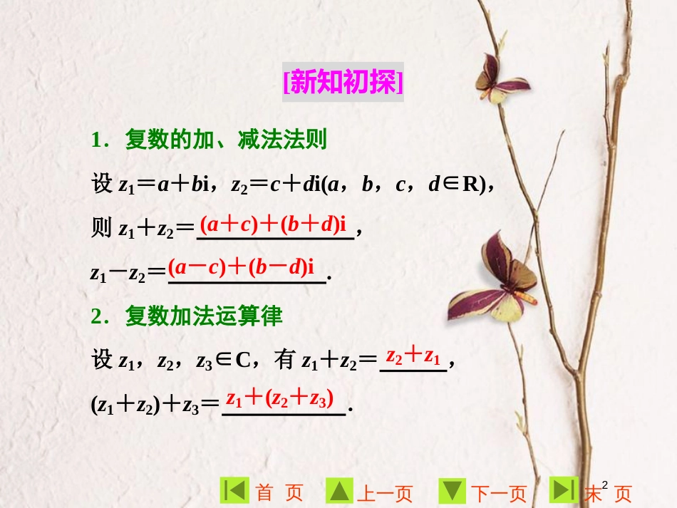 高中数学 第三章 数系的扩充与复数的引入 3.2.1 复数代数形式的加减运算及其几何意义课件 新人教A版选修1-2_第2页