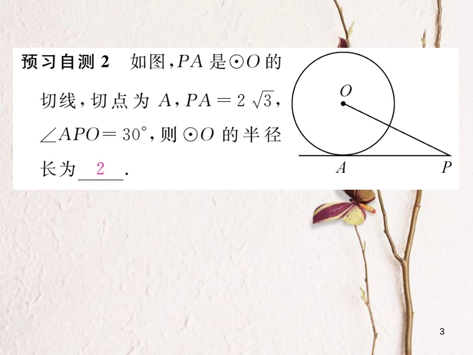 九年级数学下册 第2章 圆 2.5.2 第2课时 切线的性质作业课件 （新版）湘教版_第3页