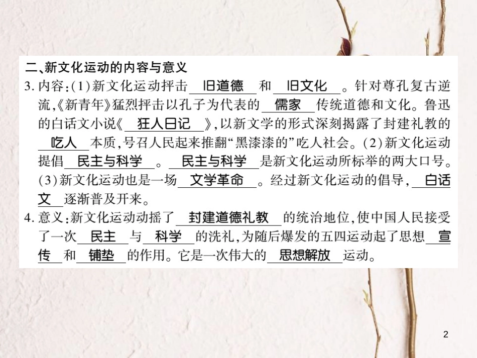 八年级历史上册 第四单元 新时代的曙光 第12课 新文化运动习题课件 新人教版_第2页
