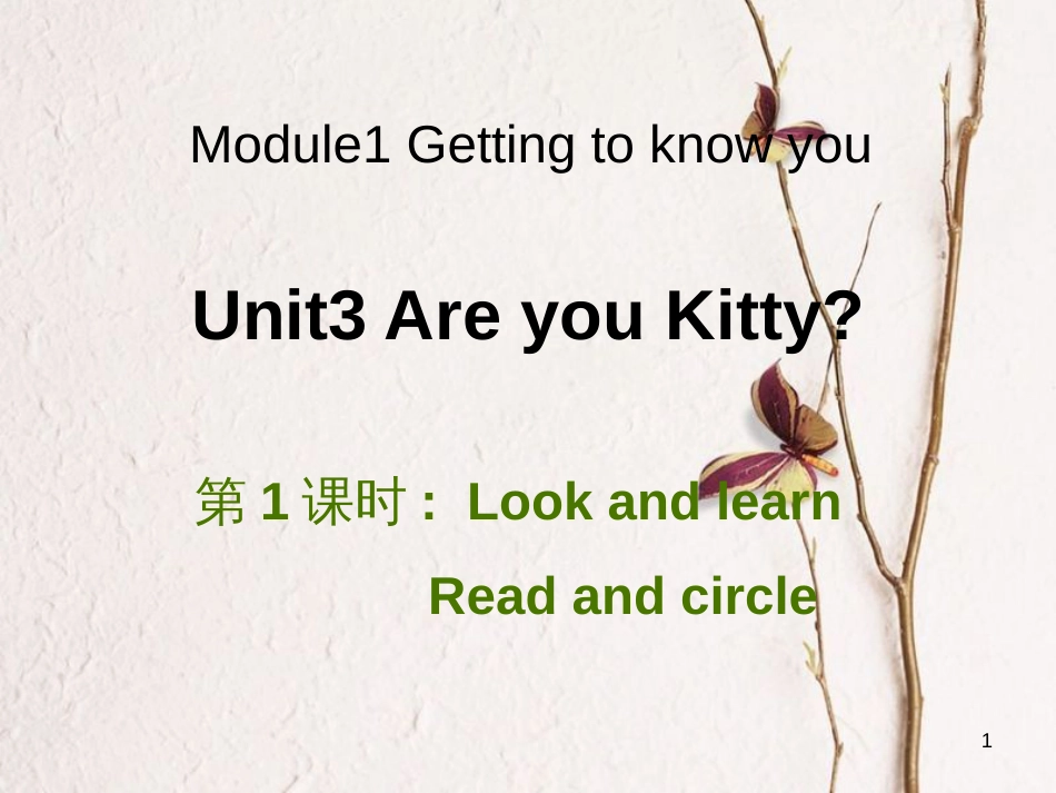 三年级英语上册 Unit 3 Are you Kitty（第1课时）课件 牛津上海版_第1页