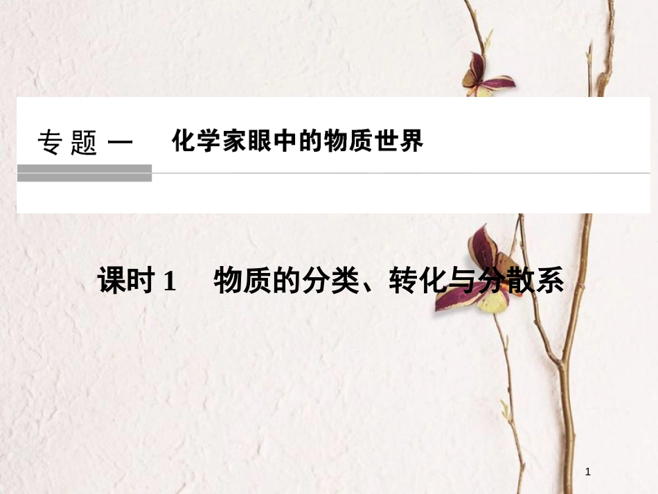 （浙江专版）2019版高考化学大一轮复习 专题一 化学家眼中的物质世界 课时1 物质的分类、转化与分散系课件_第1页