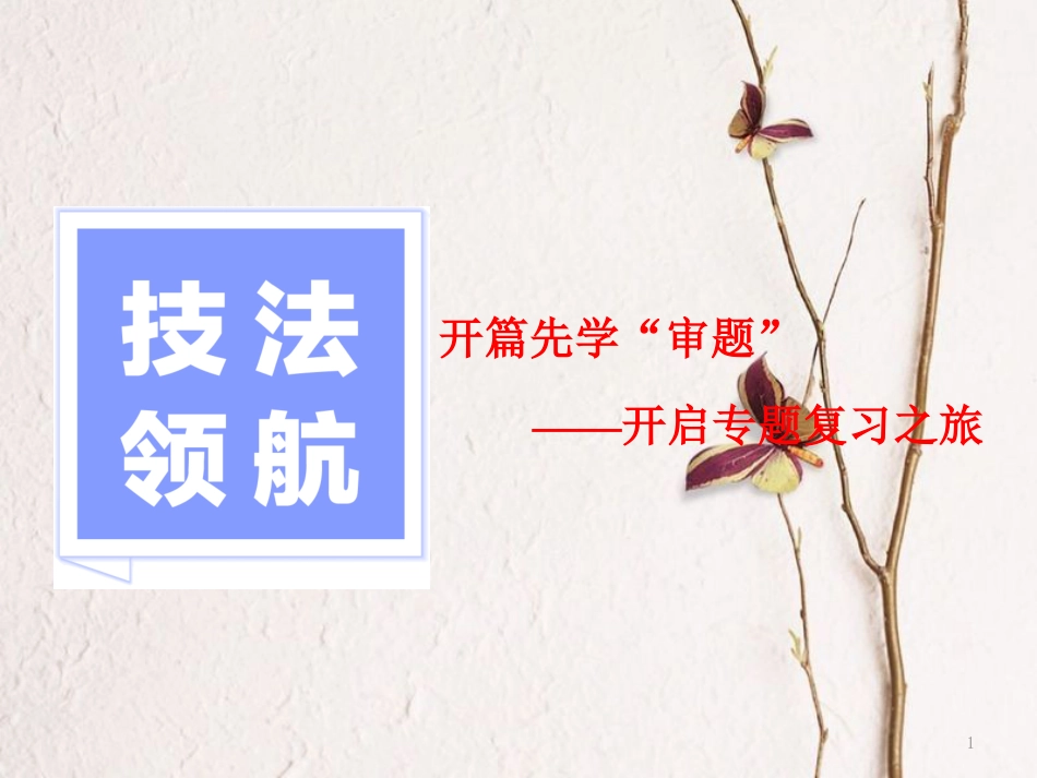 （浙江专版）高考数学二轮专题复习 技法领航 开篇先学“审题”——开启专题复习之旅课件_第1页