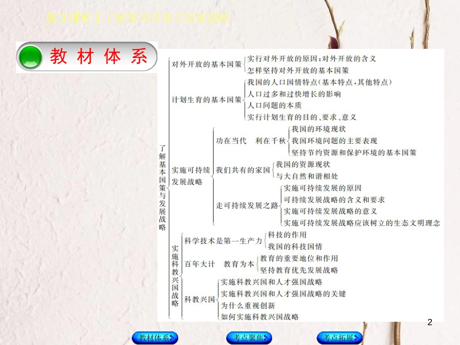 （鄂尔多斯专版）中考政治 九年级全一册 第3课时 了解基本国策与发展战略课件_第2页