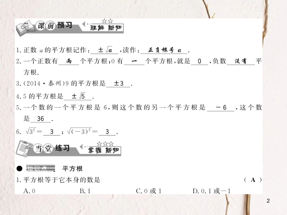 （贵州专版）八年级数学上册 2.2 平方根 2.2.2 平方根习题课件 （新版）北师大版_第2页