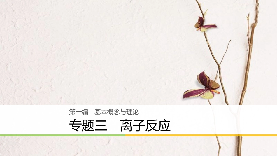（浙江选考）版高考化学二轮复习 第一编 基本概念与理论 专题三 离子反应课件_第1页