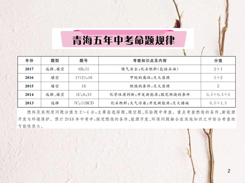（青海专版）中考化学复习 第1编 教材知识梳理篇 第7单元 燃料及其利用五年中考真题演练（精讲）课件_第2页