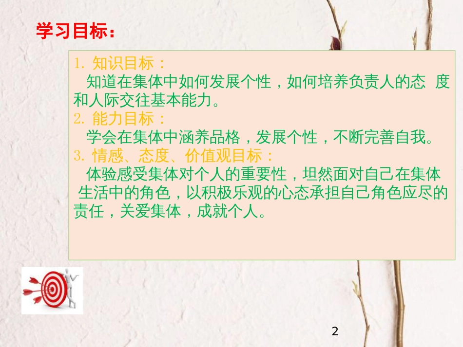 七年级道德与法治下册 第三单元 在集体中成长 第六课“我”和“我们”第2框 集体生活成就我教学课件 新人教版_第2页